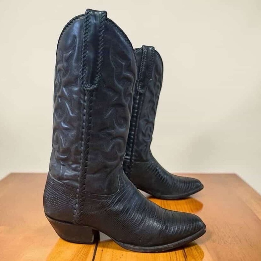 1990s • Liberty Lizard • Men’s 9 Vintage Exotic Cowboy Boots